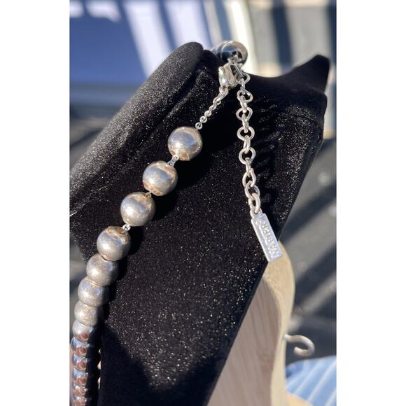 VTG Sterling Plated Oxidized Pearls Beaded Necklace 16”-18” Southwestern Napier - Picture 5 of 9